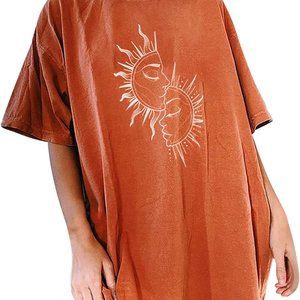 Casual Short Sleeve Tops Blouse（Orange，XXL）